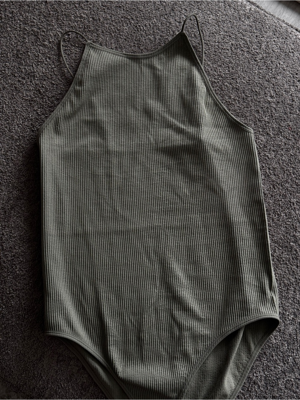 Primark Ribbed Halter Tank Top - Olive - Picture 2 of 4